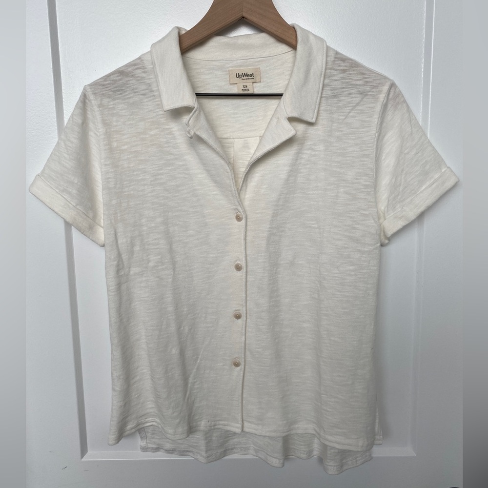 Upwest XS White Cotton Short Sleeve Button Down